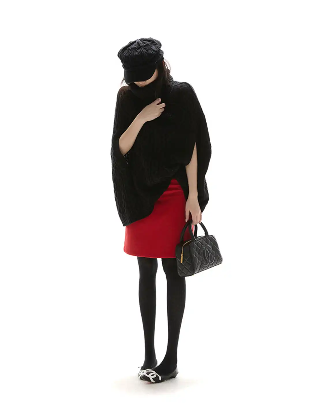 itsdinn | High-Neck Cable Knit Sweater