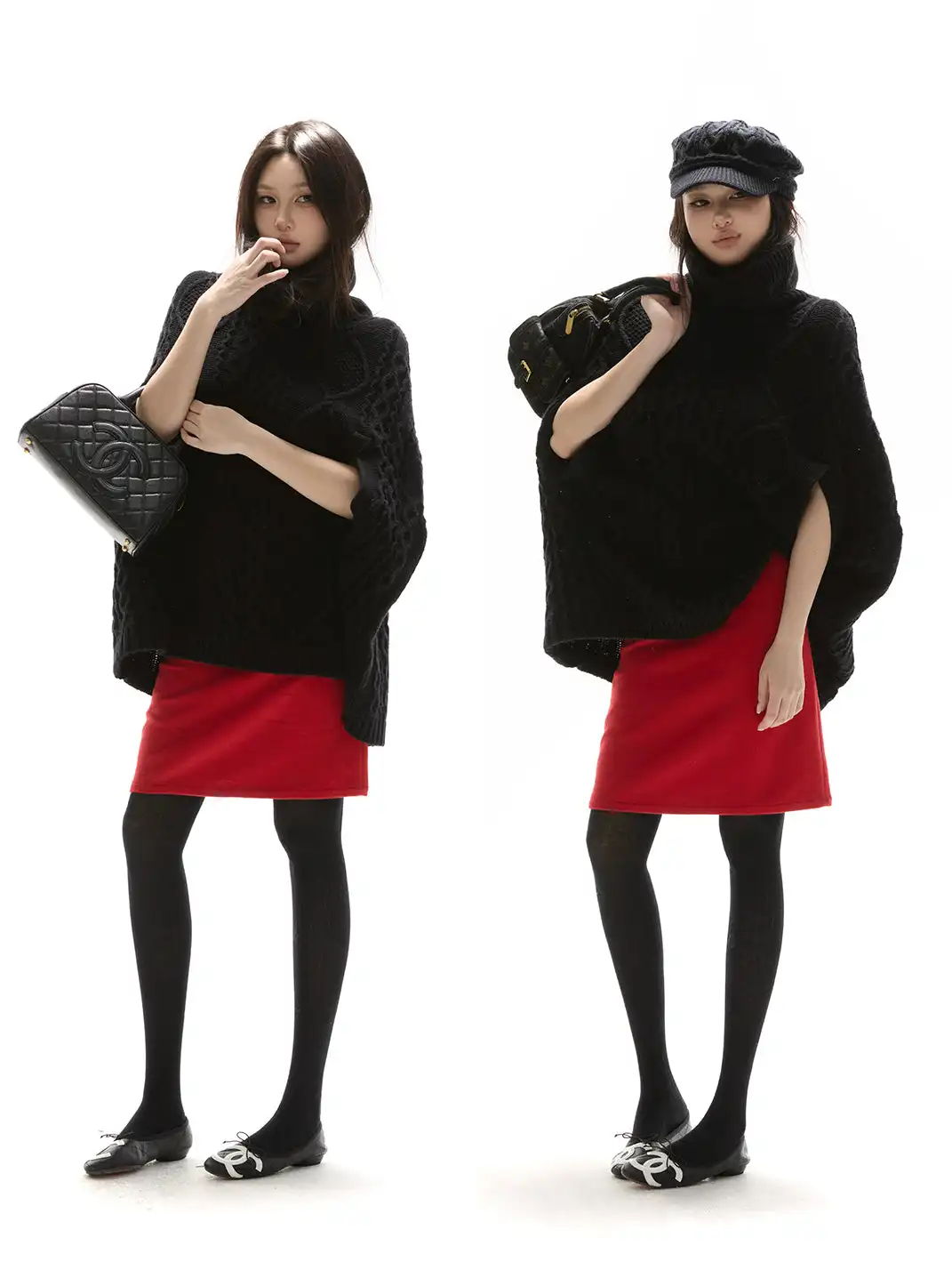 itsdinn | High-Neck Cable Knit Sweater