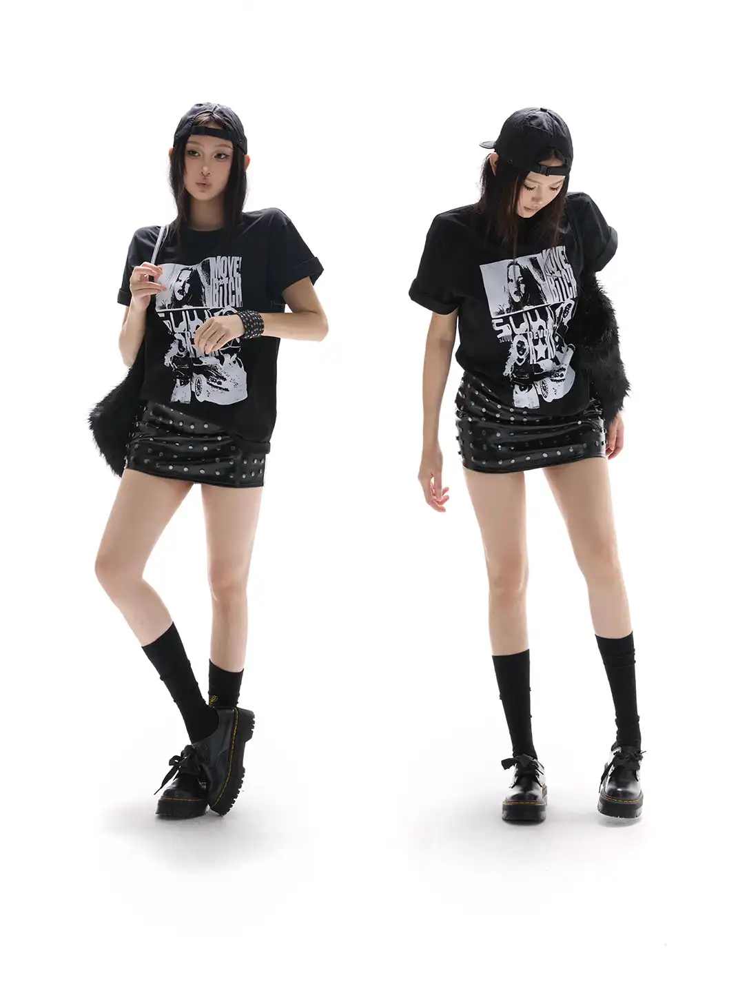itsdinn | Fully Studded Patent Leather Ankle Skirt