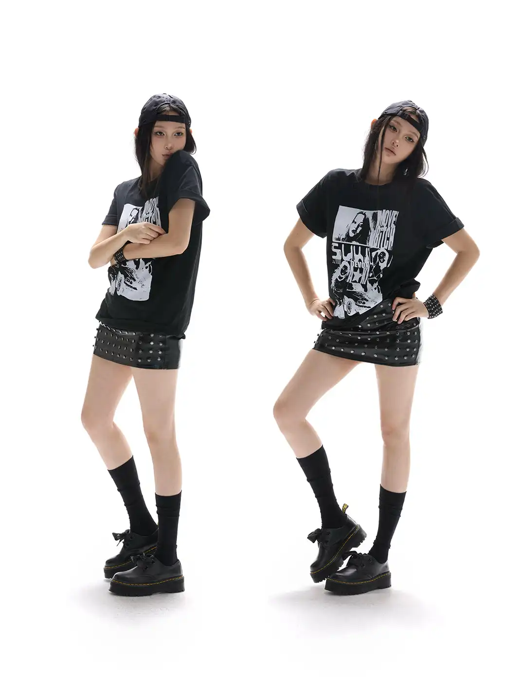 itsdinn | Fully Studded Patent Leather Ankle Skirt