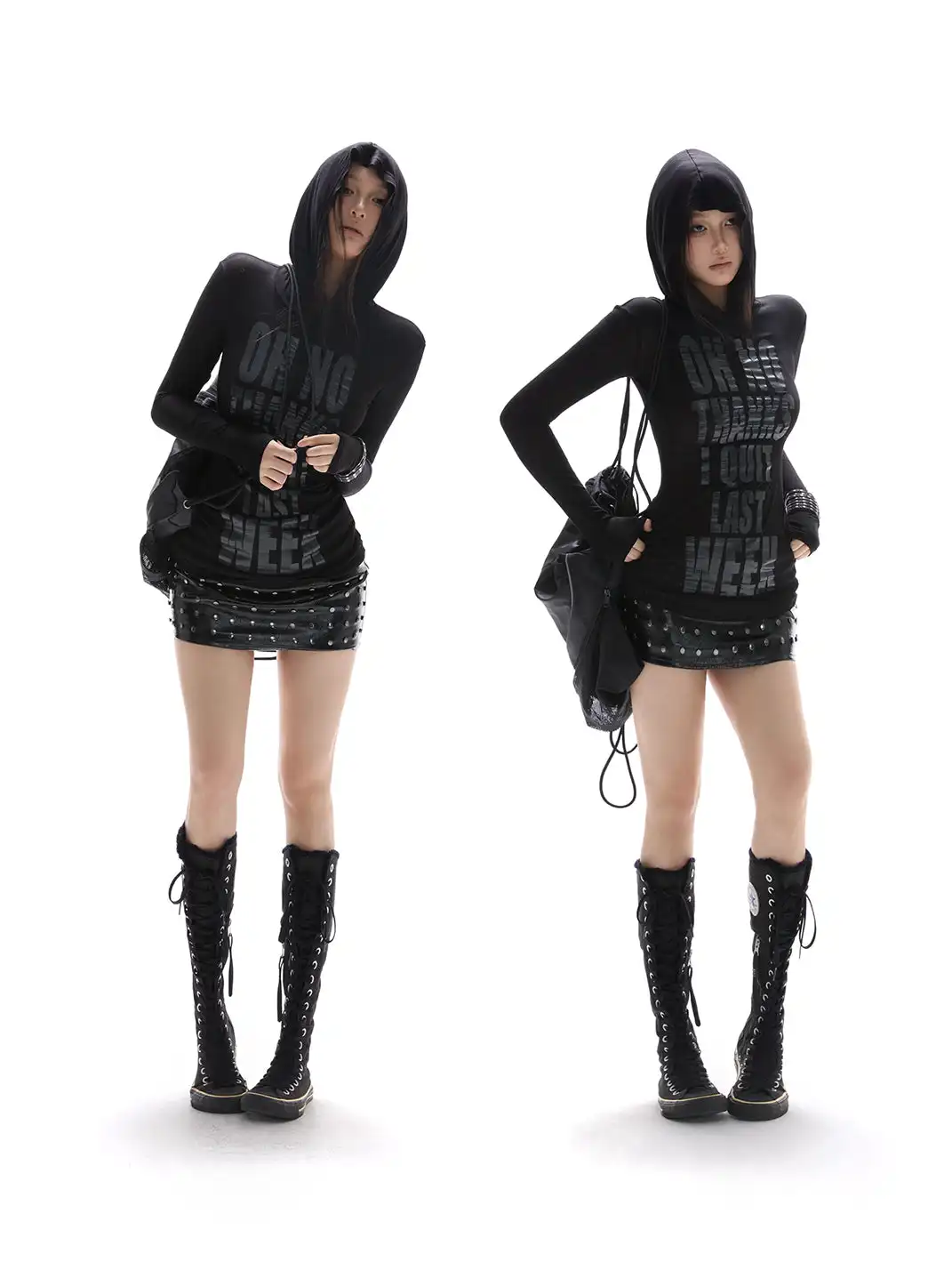 itsdinn | Fully Studded Patent Leather Ankle Skirt