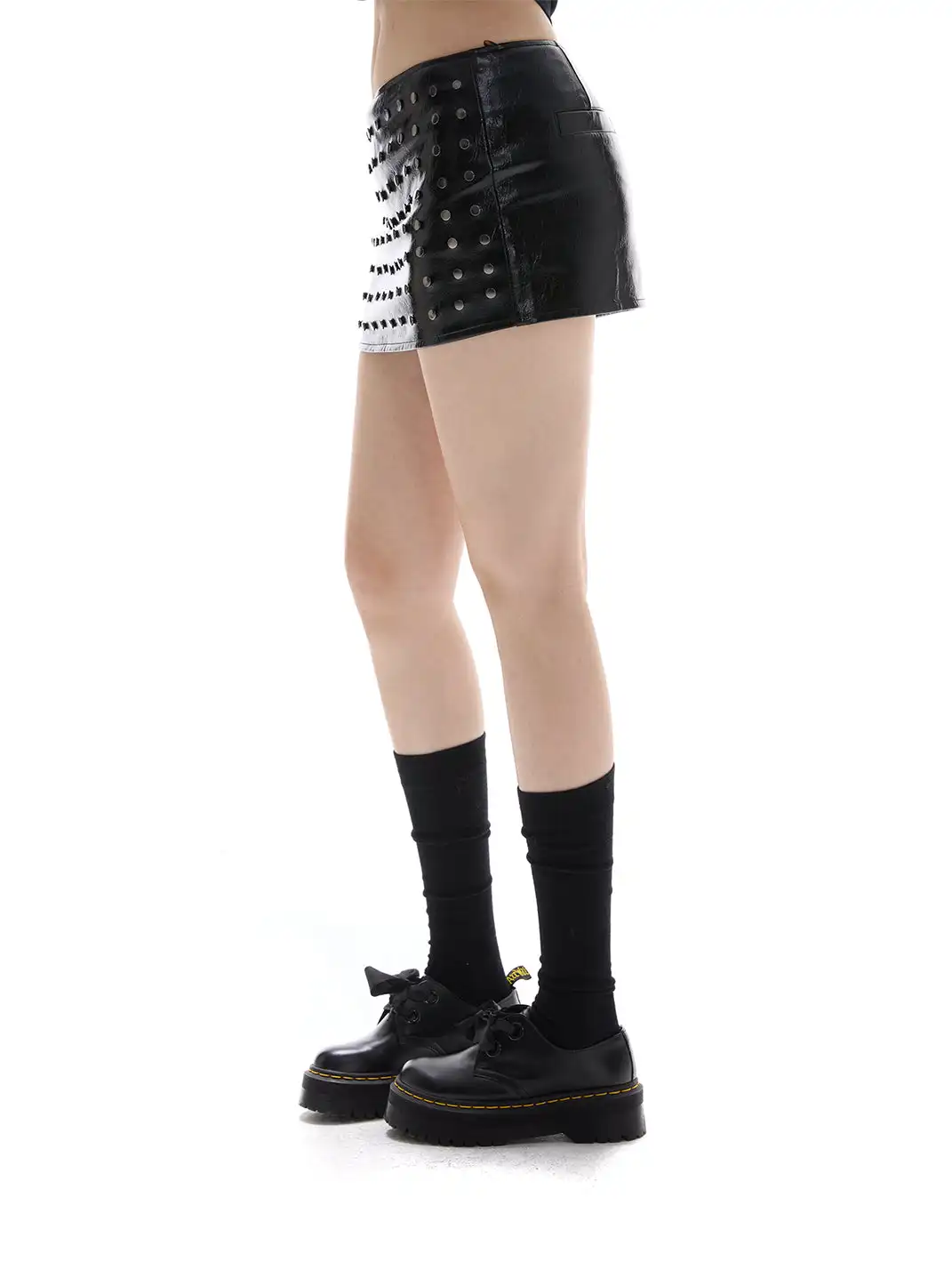 itsdinn | Fully Studded Patent Leather Ankle Skirt