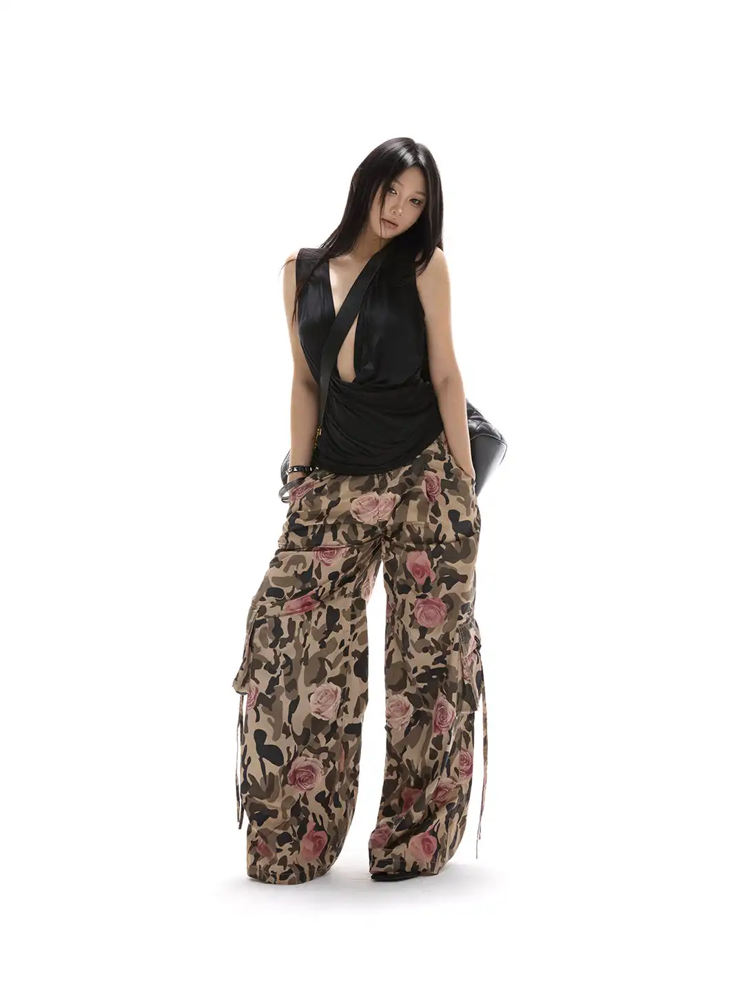 itsdinn | Printed Wide-Leg Camouflage Cargo Pants
