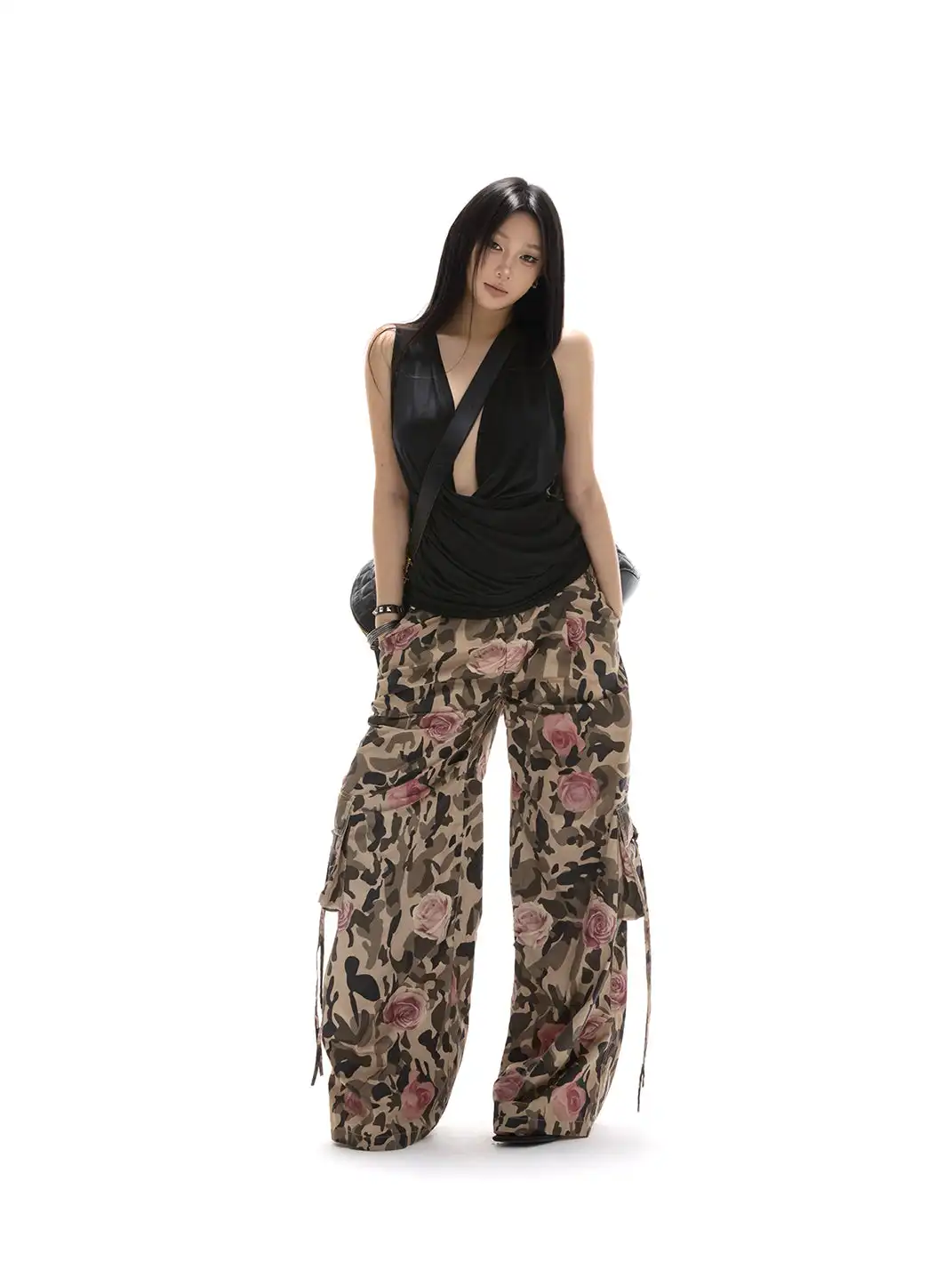 itsdinn | Printed Wide-Leg Camouflage Cargo Pants