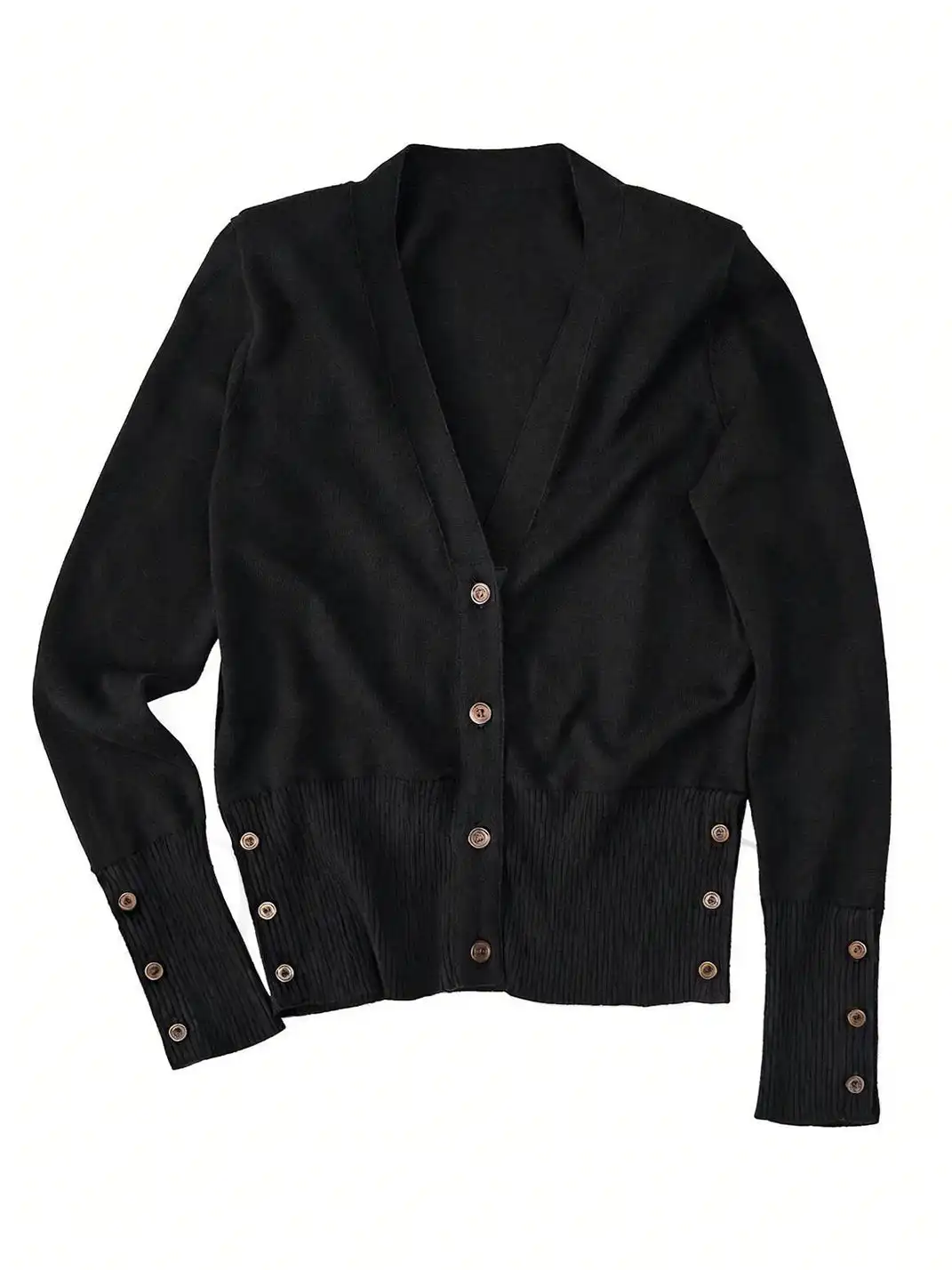 itsdinn | Black Padded Shoulder V-Neck Cardigan Sweater