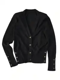itsdinn | Black Padded Shoulder V-Neck Cardigan Sweater