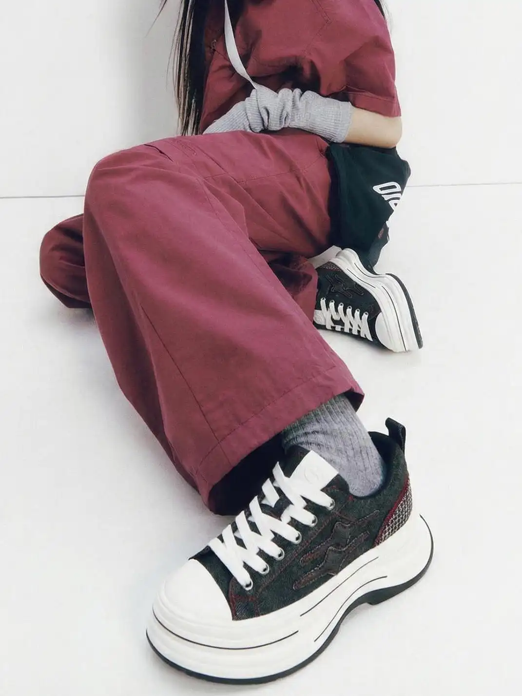 KILLWINNER | 7cm Platform Canvas Shoes-Black Red