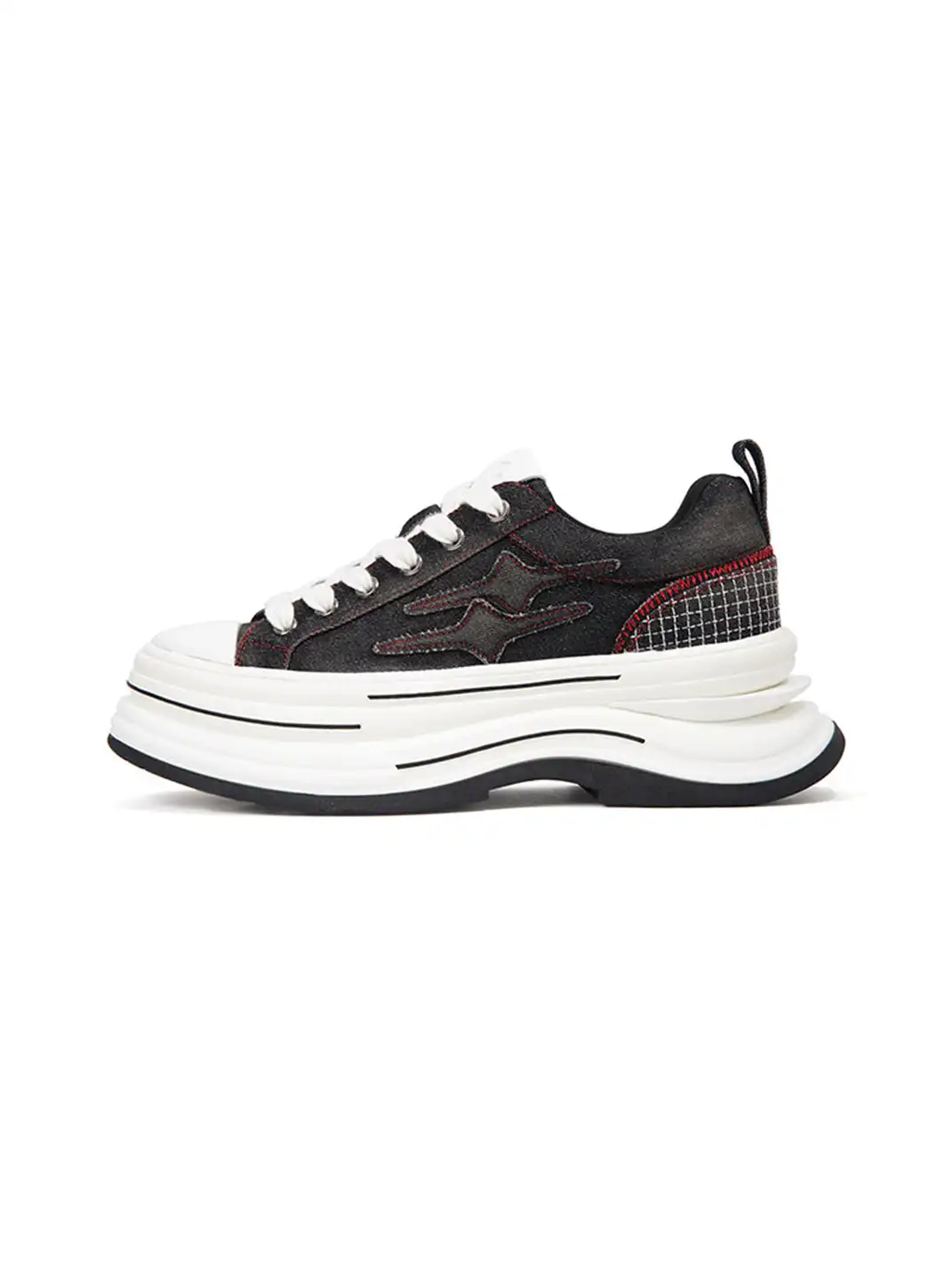 KILLWINNER | 7cm Platform Canvas Shoes-Black Red