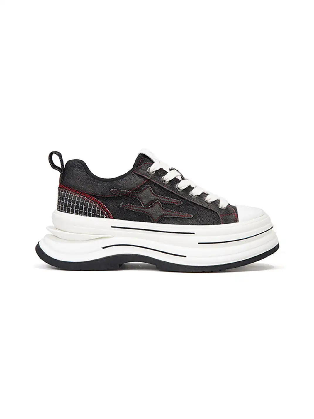 KILLWINNER | 7cm Platform Canvas Shoes-Black Red