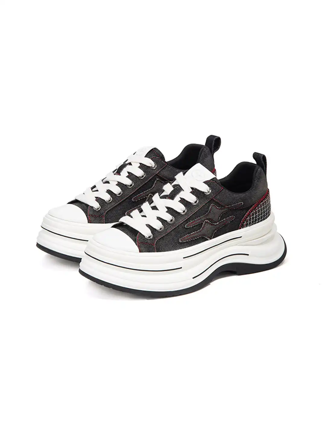 KILLWINNER | 7cm Platform Canvas Shoes-Black Red