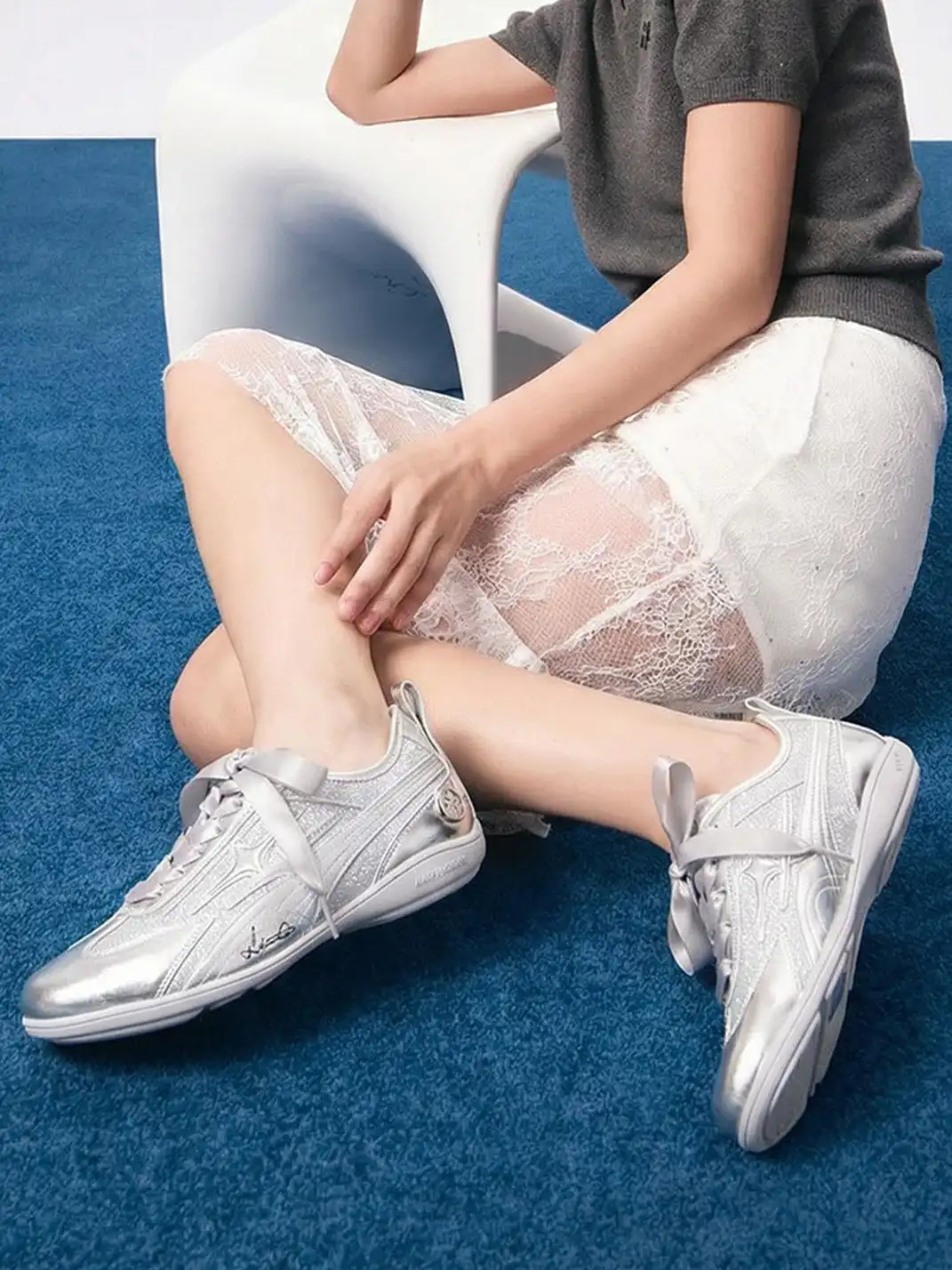 KILLWINNER | Lace-Up Athletic Training Shoes-Sliver