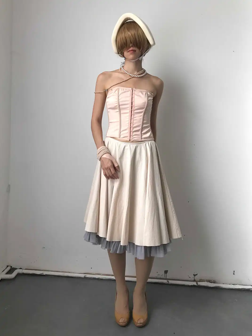 HSUX OFFICIAL | Spliced Gray Mesh Umbrella Skirt