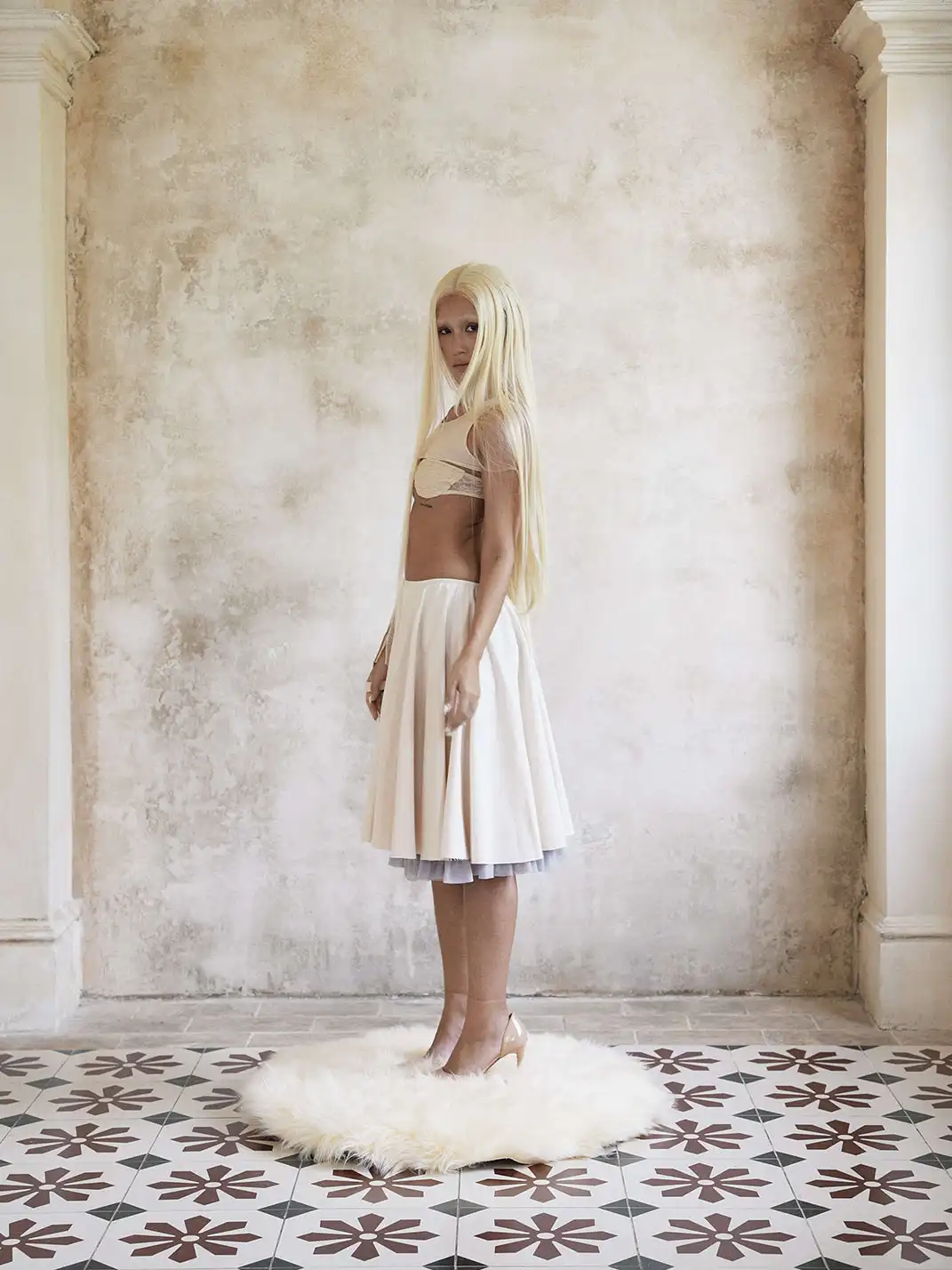 HSUX OFFICIAL | Spliced Gray Mesh Umbrella Skirt