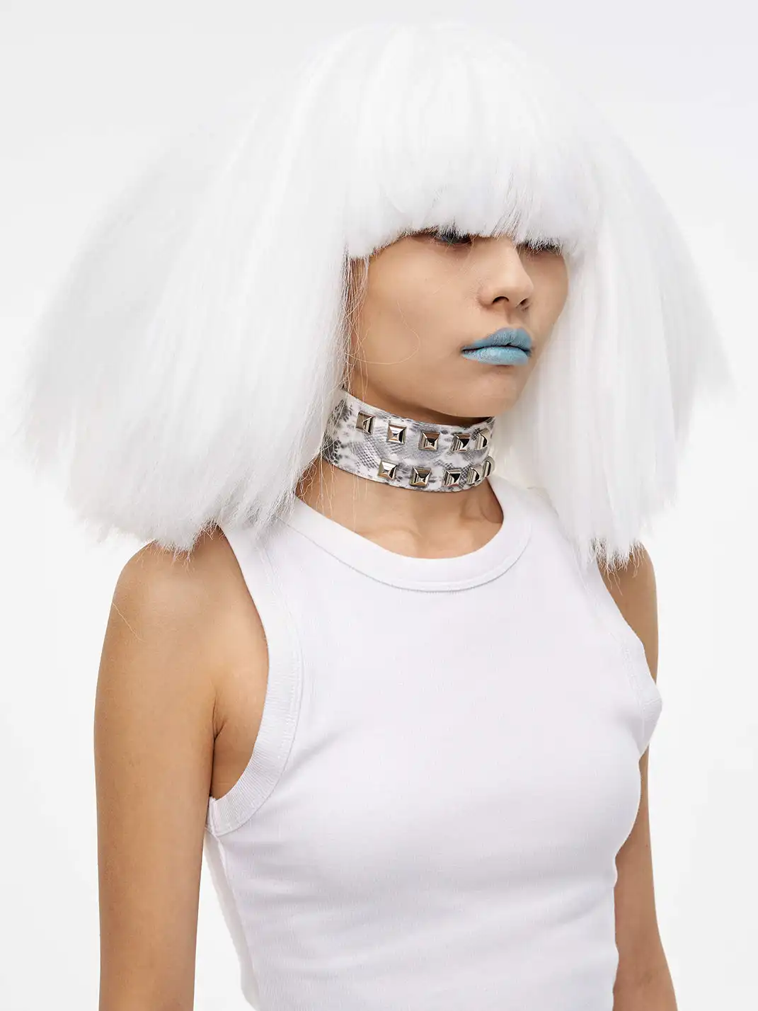 HSUX OFFICIAL | Lace Print Studded Leather Choker