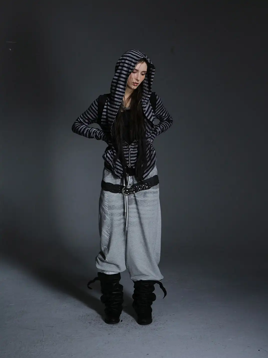DoublePunch | Woven Rivet Buckle Wide Belt