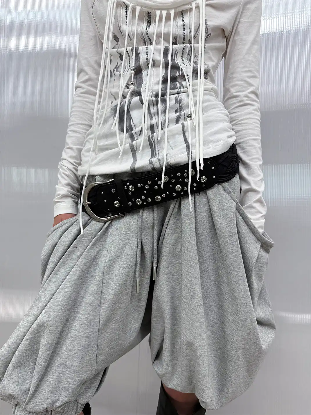 DoublePunch | Woven Rivet Buckle Wide Belt