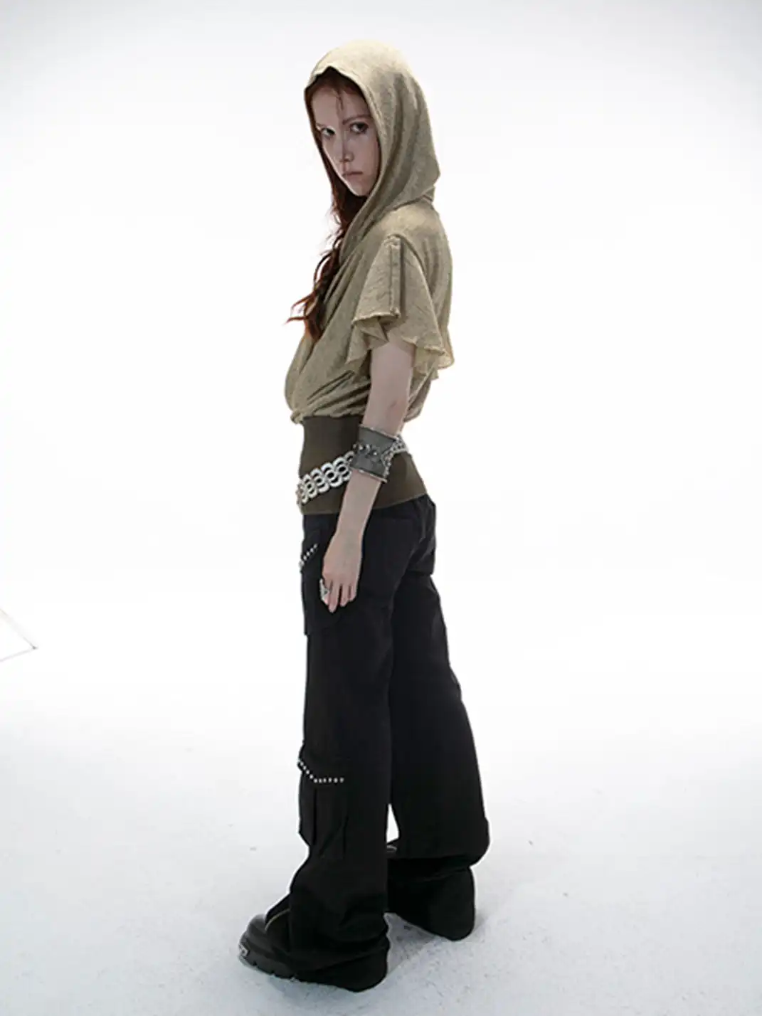 DoublePunch | Distressed Straight-Leg Wide-Leg Cargo Pants
