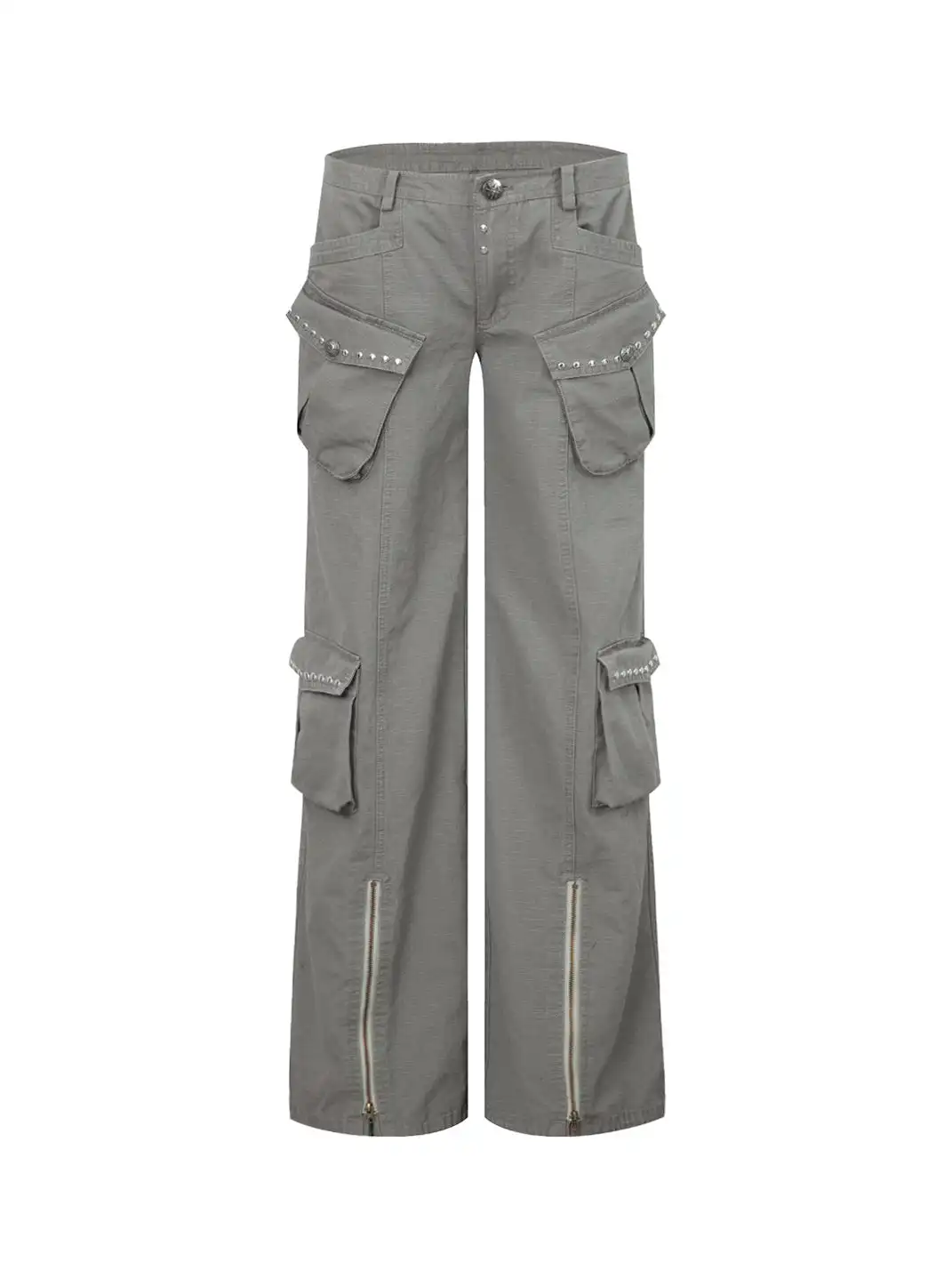 DoublePunch | Distressed Straight-Leg Wide-Leg Cargo Pants
