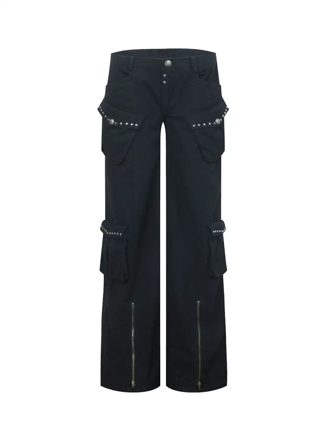 DoublePunch | Distressed Straight-Leg Wide-Leg Cargo Pants