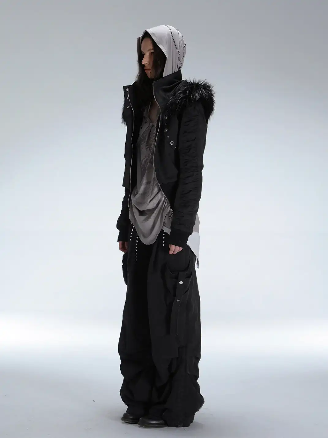 DoublePunch | Low-Rise Straight-Leg Wide-Leg Cargo Pants With Pockets
