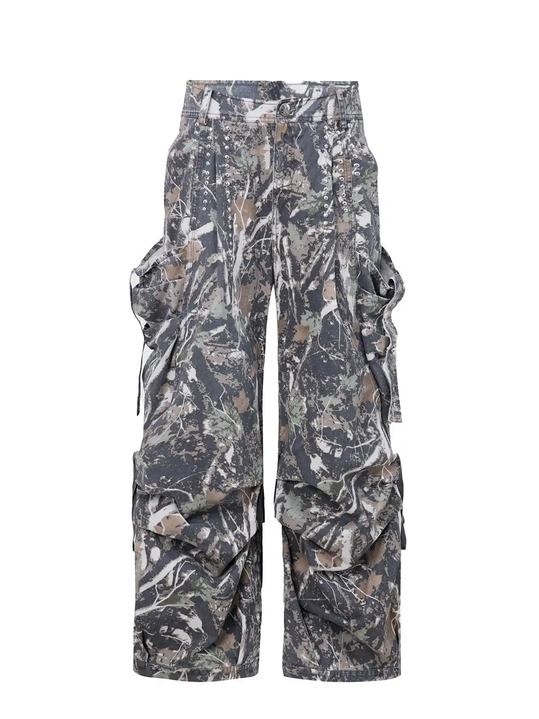 DoublePunch | Low-Rise Straight-Leg Wide-Leg Cargo Pants With Pockets