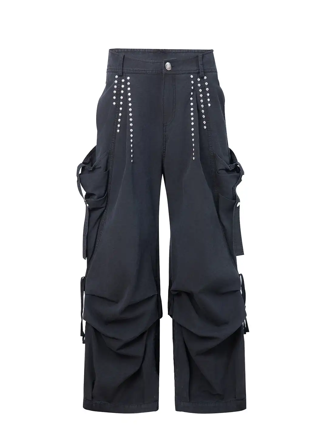 DoublePunch | Low-Rise Straight-Leg Wide-Leg Cargo Pants With Pockets