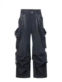 DoublePunch | Low-Rise Straight-Leg Wide-Leg Cargo Pants With Pockets