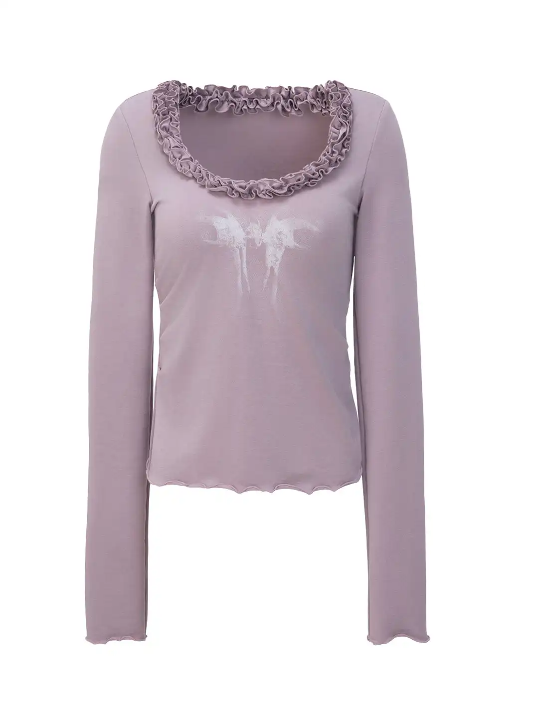 DoublePunch | Lace-Trimmed Printed Off-Shoulder Top