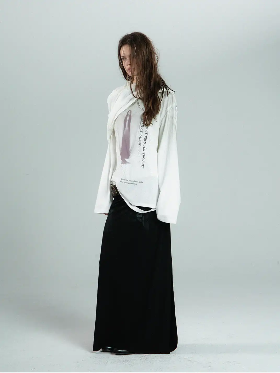DoublePunch | Crew Neck Printed Long-Sleeved T-Shirt