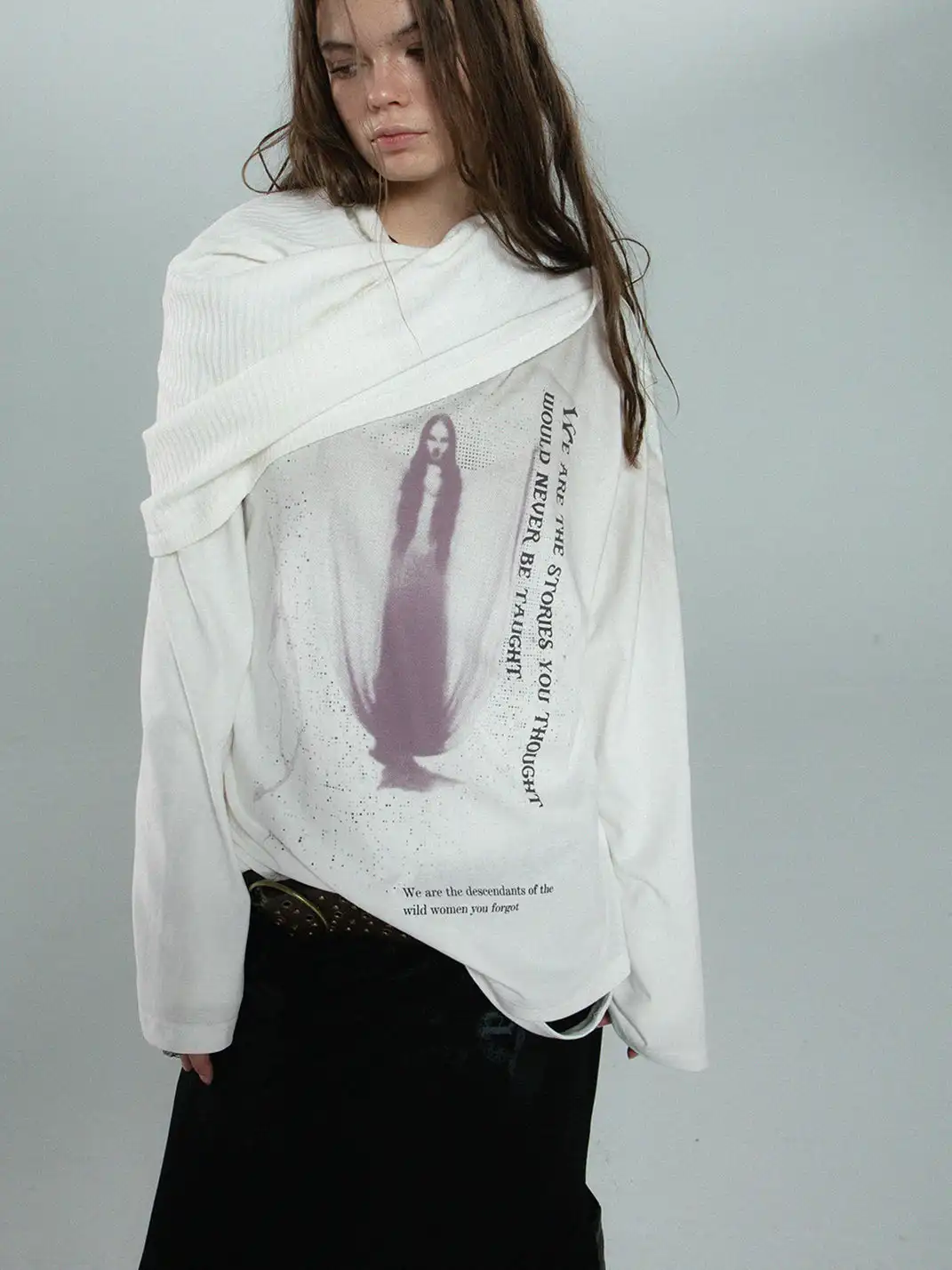 DoublePunch | Crew Neck Printed Long-Sleeved T-Shirt