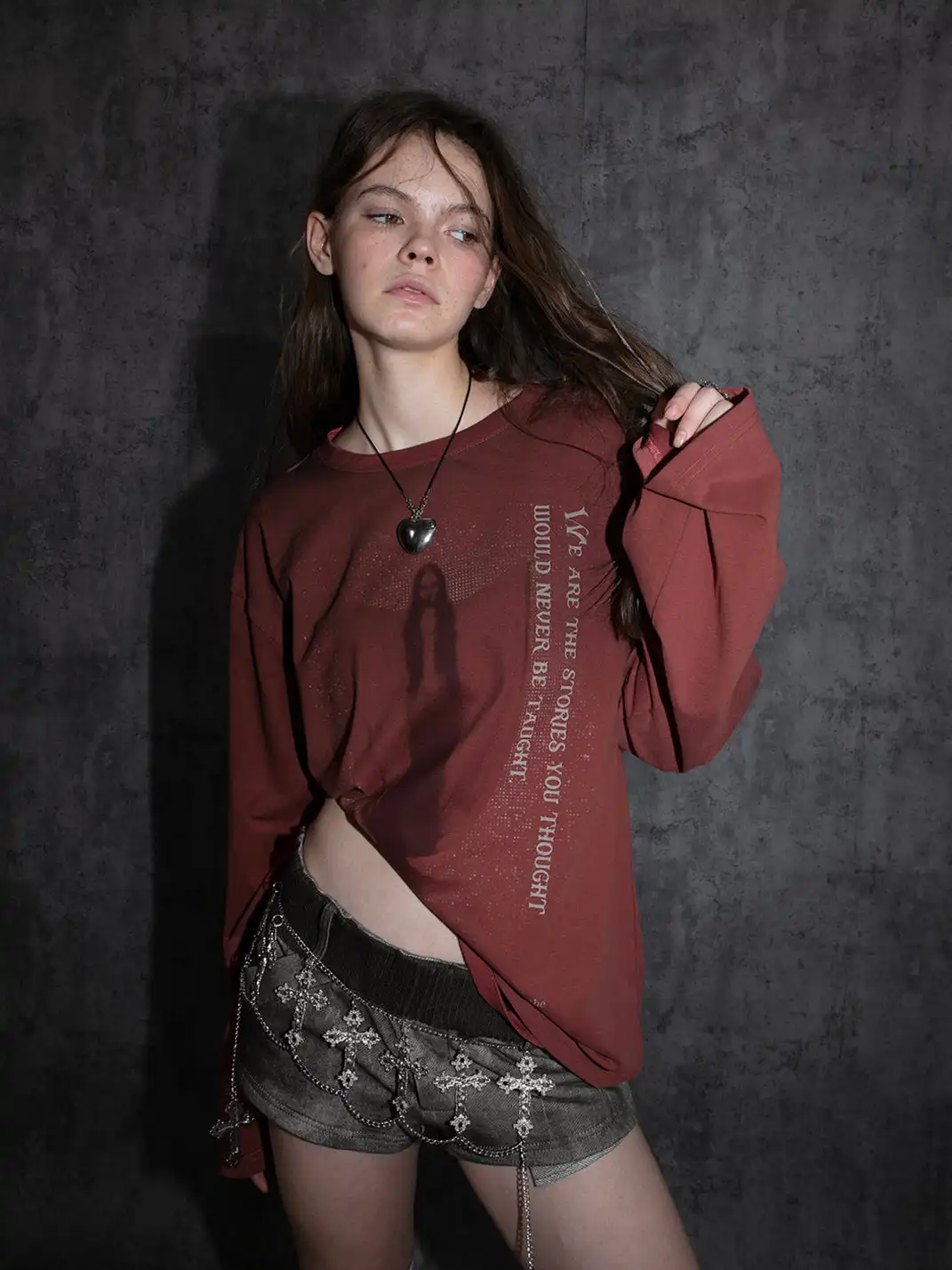 DoublePunch | Crew Neck Printed Long-Sleeved T-Shirt