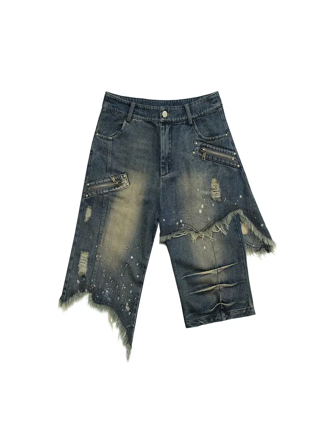 NO ROMANCE | Distressed Wide-Leg Cropped Jeans