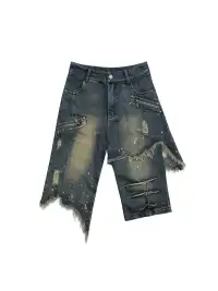 NO ROMANCE | Distressed Wide-Leg Cropped Jeans