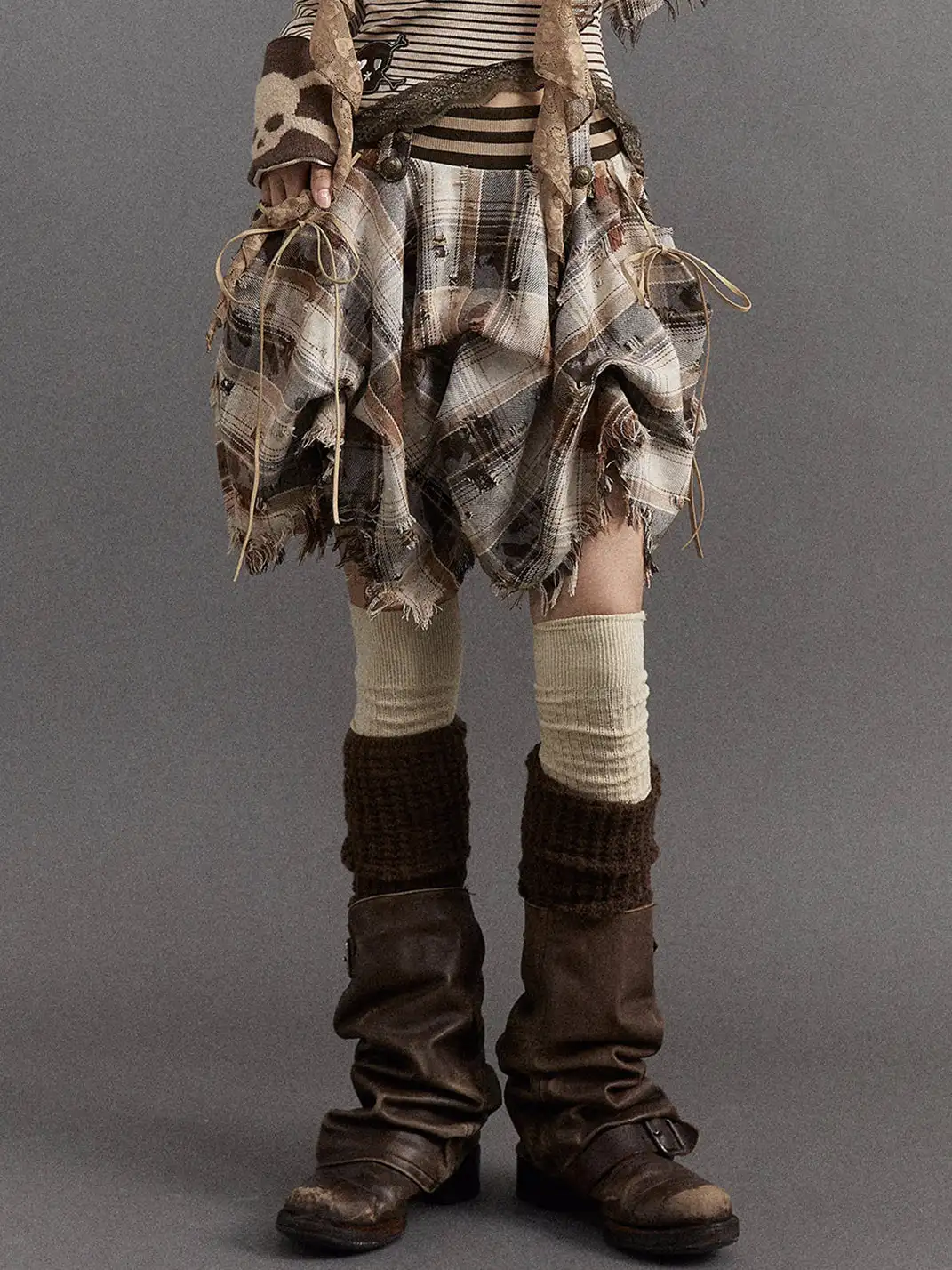 NO ROMANCE | Plaid Irregular Puffy Skirt