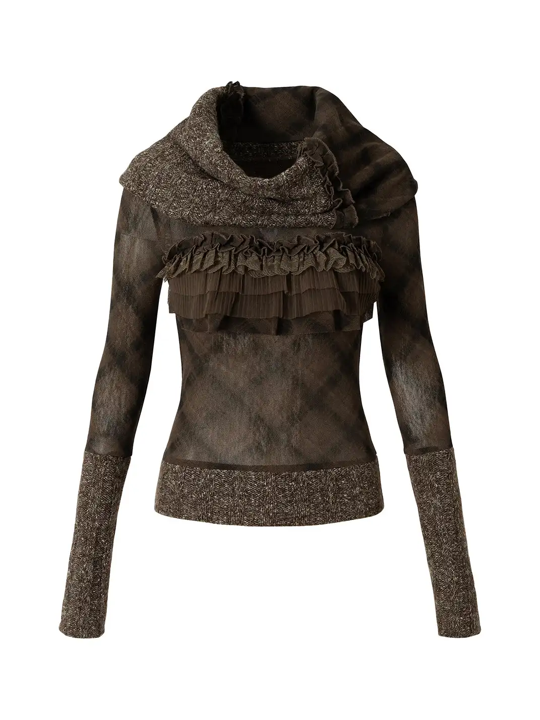 NO ROMANCE | Retro Detachable Scarf Round Neck Knit Sweater