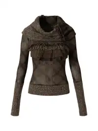 NO ROMANCE | Retro Detachable Scarf Round Neck Knit Sweater