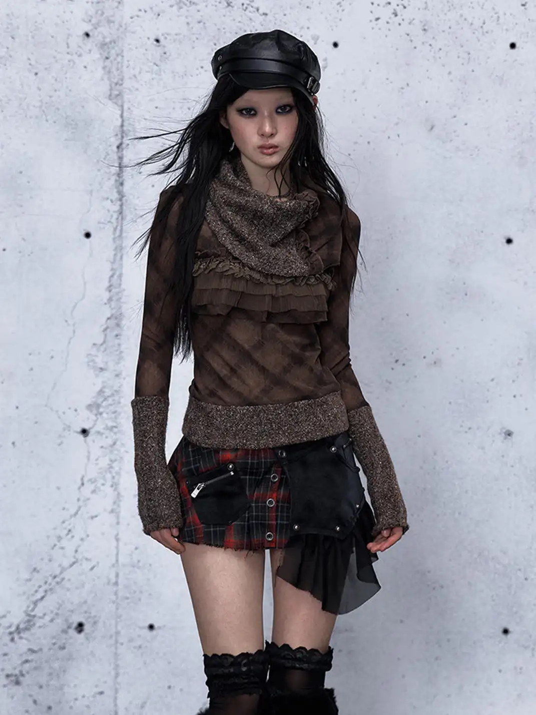 NO ROMANCE | Retro Detachable Scarf Round Neck Knit Sweater