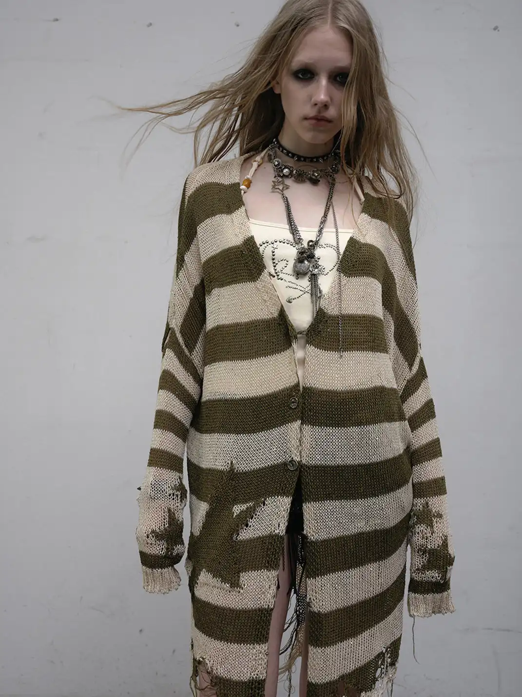 NO ROMANCE | Striped Batwing Sleeve Knit Sweater