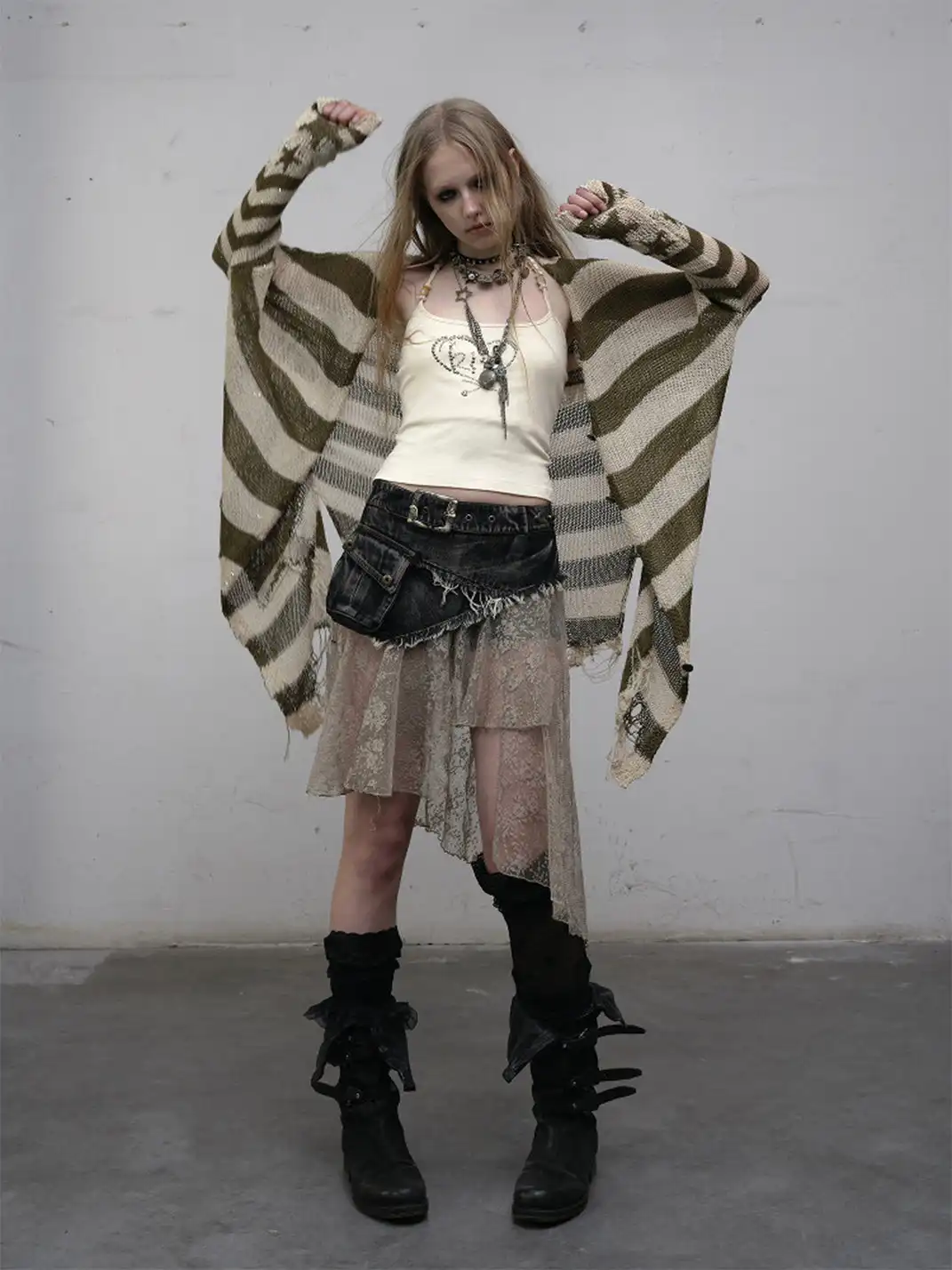 NO ROMANCE | Striped Batwing Sleeve Knit Sweater