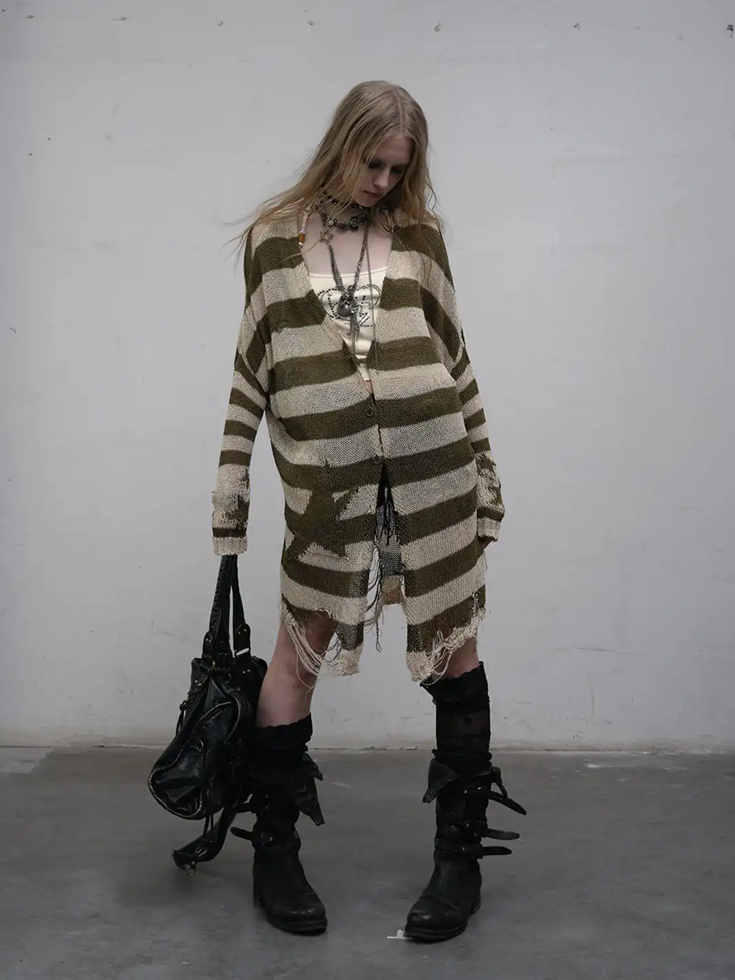 NO ROMANCE | Striped Batwing Sleeve Knit Sweater