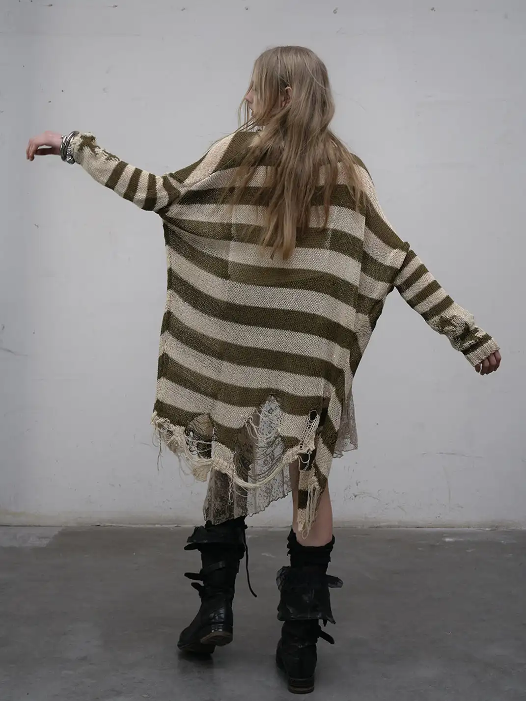NO ROMANCE | Striped Batwing Sleeve Knit Sweater
