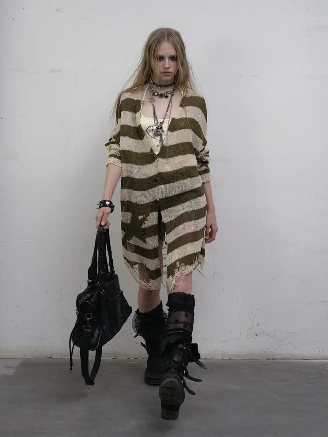 NO ROMANCE | Striped Batwing Sleeve Knit Sweater