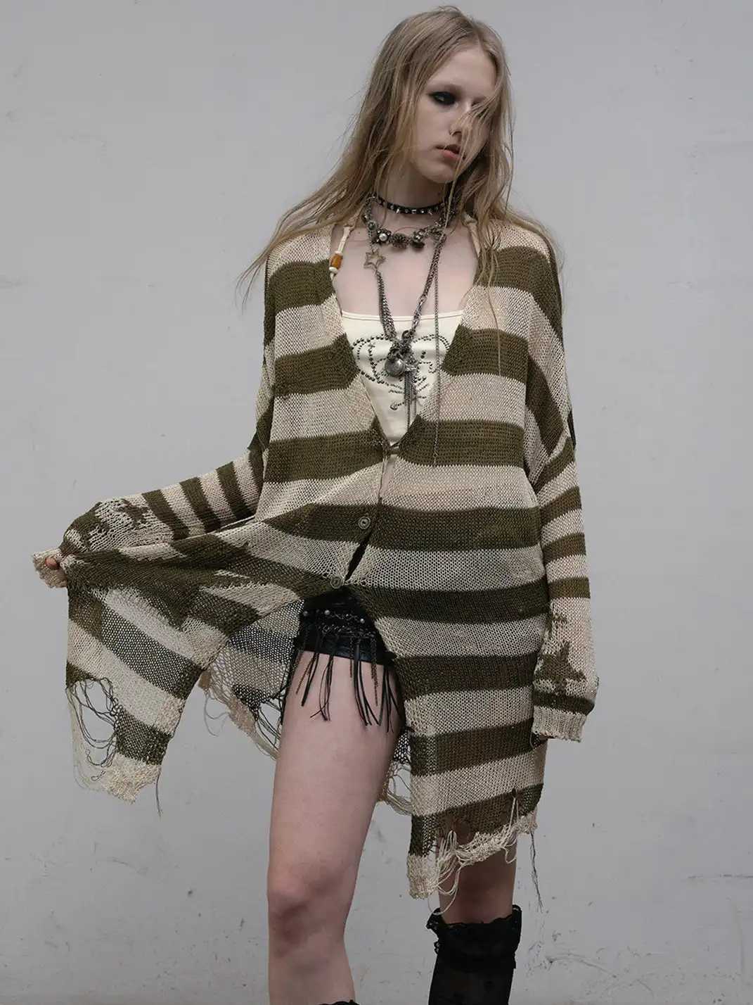 NO ROMANCE | Striped Batwing Sleeve Knit Sweater