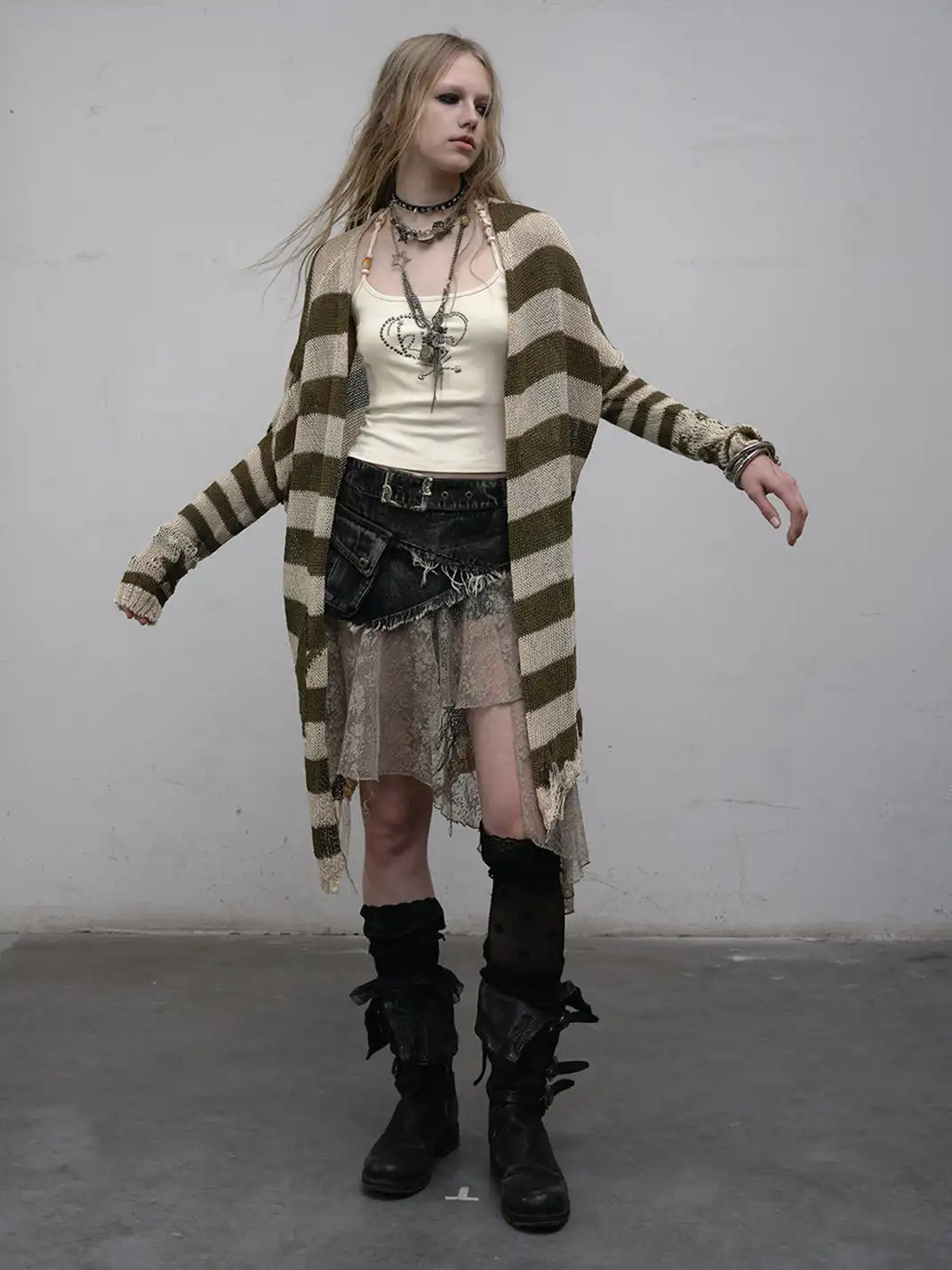 NO ROMANCE | Striped Batwing Sleeve Knit Sweater