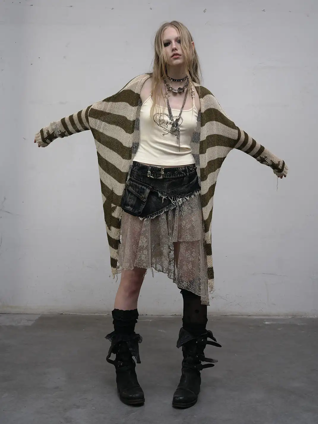 NO ROMANCE | Striped Batwing Sleeve Knit Sweater
