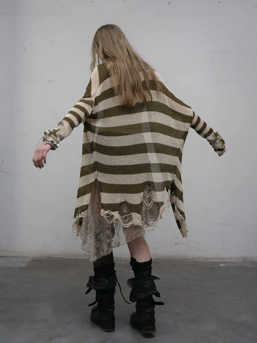 NO ROMANCE | Striped Batwing Sleeve Knit Sweater