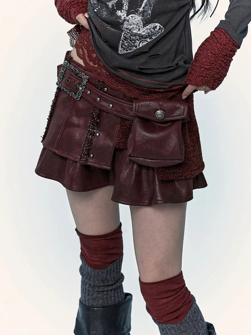 NO ROMANCE | Faux Two-Piece Patchwork Fur Skirt
