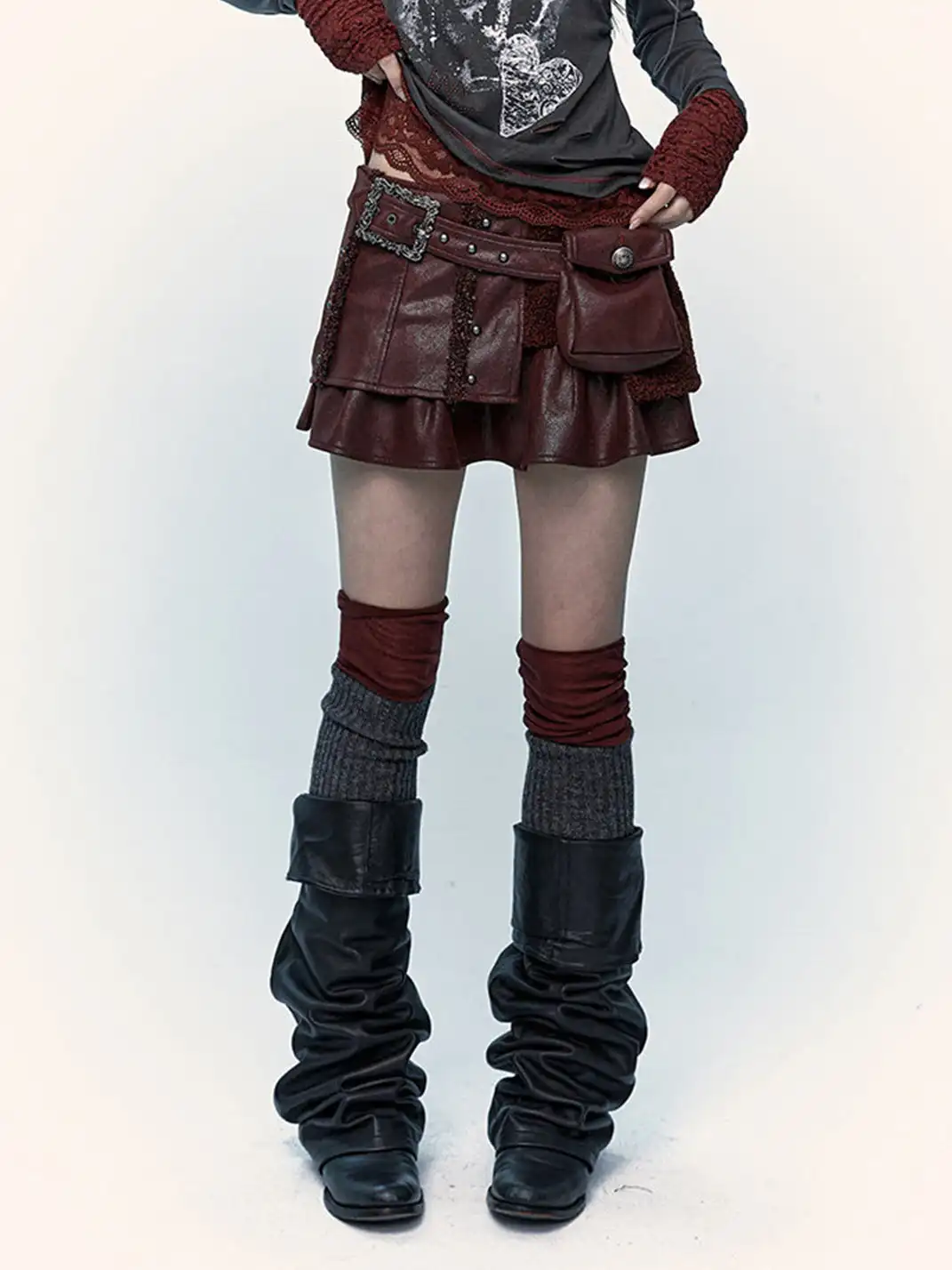 NO ROMANCE | Faux Two-Piece Patchwork Fur Skirt