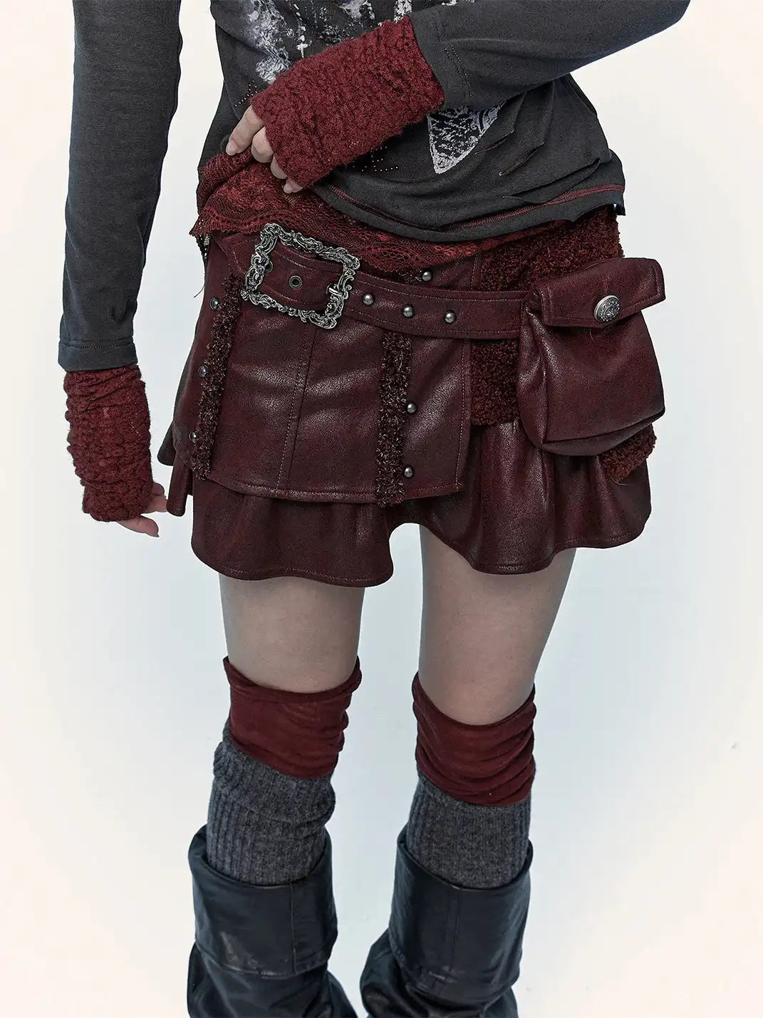 NO ROMANCE | Faux Two-Piece Patchwork Fur Skirt