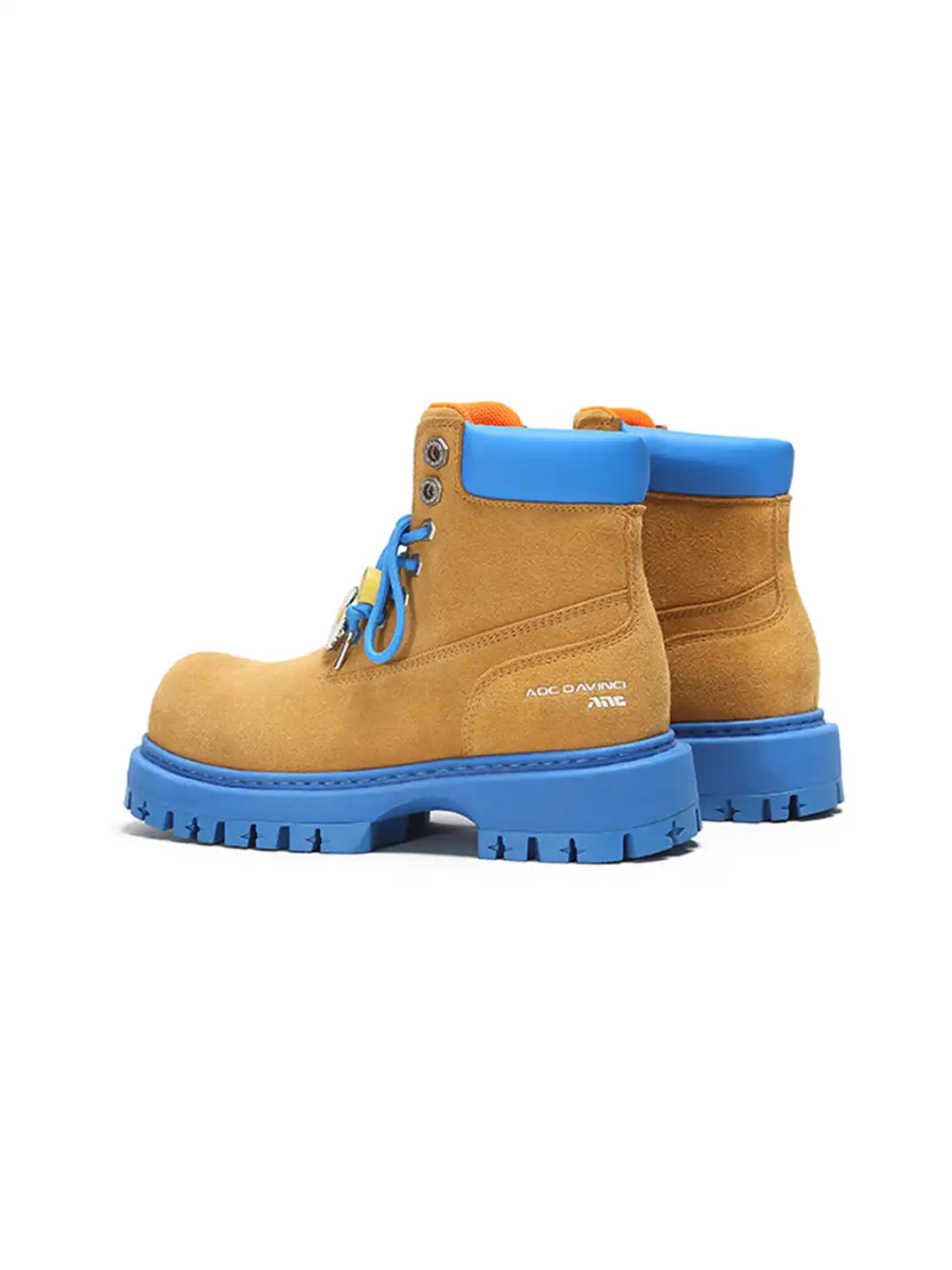 ADC | Yellow Suede Blue Sole Platform Martin Boots